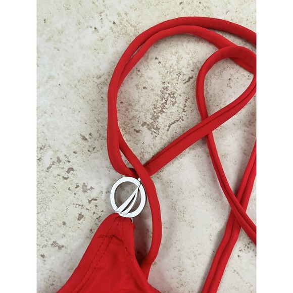 NAUTICA Slimming Swim Suit One Piece Scoop Neck Ruched Back Straps Red Womens S - Picture 9 of 12